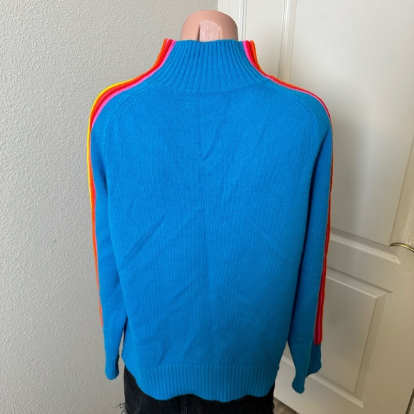 CHINTI & PARKER RIPPLE BLUE RAINBOW WOOL CASHMERE TURTLENECK SZ M - Picture 5 of 5